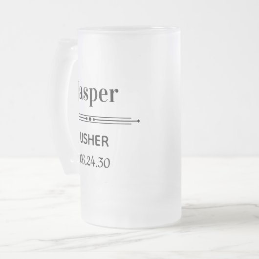 Persoonlijke Bruidsjonker Geschenken Matglas Bierpul (Voorkant links)