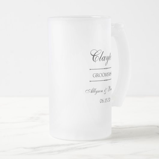 Persoonlijke bruidsjonker geschenken matglas bierpul (Voorkant rechts)