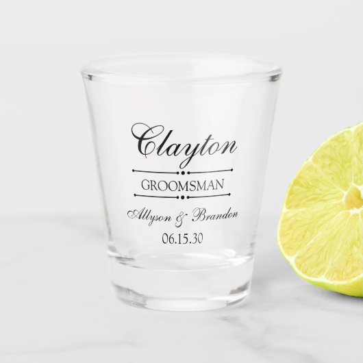Persoonlijke bruidsjonker geschenken shot glas (Voorkant)