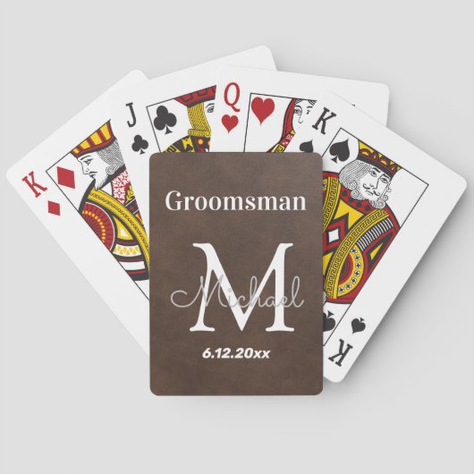 persoonlijke bruidsjonker, leerachtig pokerkaarten (Achterkant)