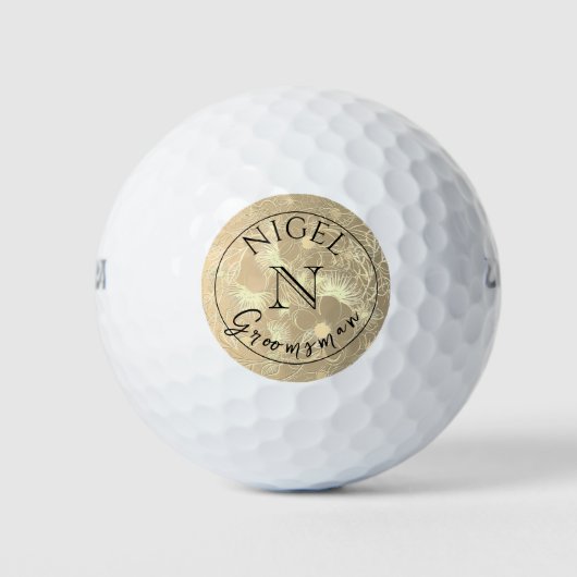 Persoonlijke Bruidsjonker met Gouden Monogram Golfballen (Voorkant)
