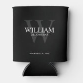 Persoonlijke bruidsjonker monogram & naam blikjeskoeler (Voorkant)