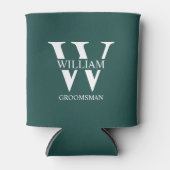 Persoonlijke bruidsjonker monogram & naam blikjeskoeler (Voorkant)