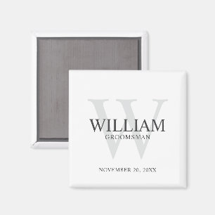 Persoonlijke bruidsjonker monogram & naam magneet