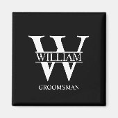 Persoonlijke bruidsjonker monogram & naam magneet (Voorkant)