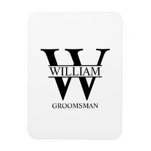 Persoonlijke bruidsjonker monogram & naam magneet