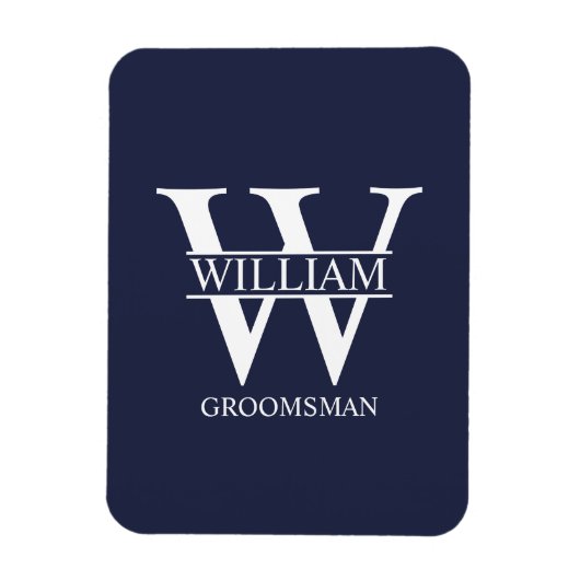 Persoonlijke bruidsjonker monogram & naam magneet (Verticaal)
