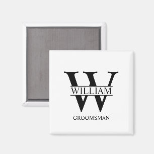 Persoonlijke bruidsjonker monogram & naam magneet
