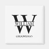 Persoonlijke bruidsjonker monogram & naam magneet (Voorkant)