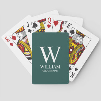 Persoonlijke bruidsjonker monogram & naam pokerkaarten