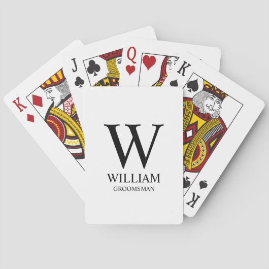 Persoonlijke bruidsjonker monogram & naam pokerkaarten (Achterkant)