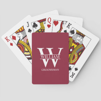 Persoonlijke bruidsjonker monogram & naam pokerkaarten