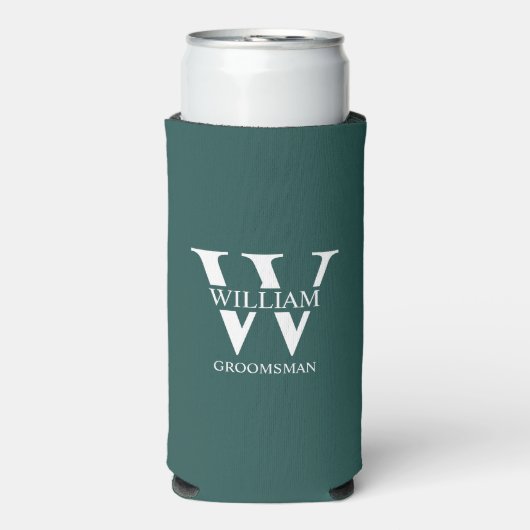 Persoonlijke bruidsjonker monogram & naam seltzer blikjeskoeler (Seltzer Voorkant)