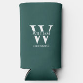 Persoonlijke bruidsjonker monogram & naam seltzer blikjeskoeler (Voorkant)