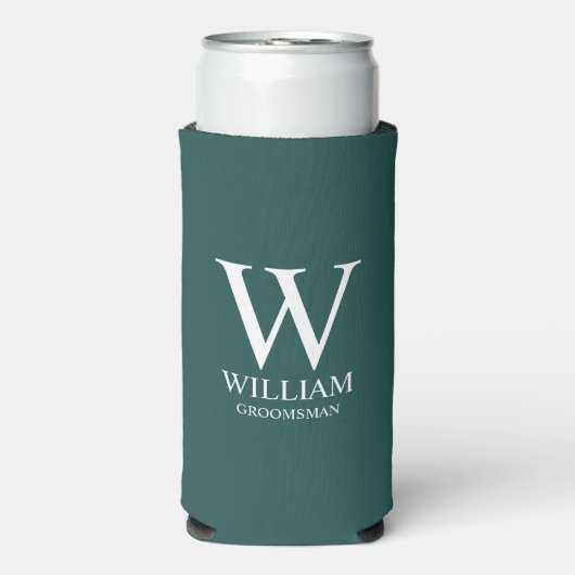 Persoonlijke bruidsjonker monogram & naam seltzer blikjeskoeler (Seltzer Voorkant)