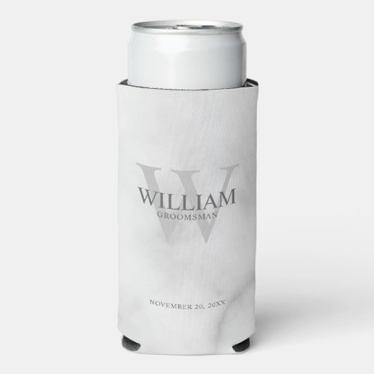 Persoonlijke bruidsjonker monogram & naam seltzer blikjeskoeler (Seltzer Voorkant)