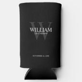 Persoonlijke bruidsjonker monogram & naam seltzer blikjeskoeler (Voorkant)
