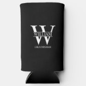 Persoonlijke bruidsjonker monogram & naam seltzer blikjeskoeler (Voorkant)