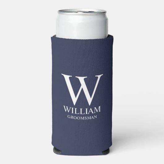 Persoonlijke bruidsjonker monogram & naam seltzer blikjeskoeler (Seltzer Voorkant)