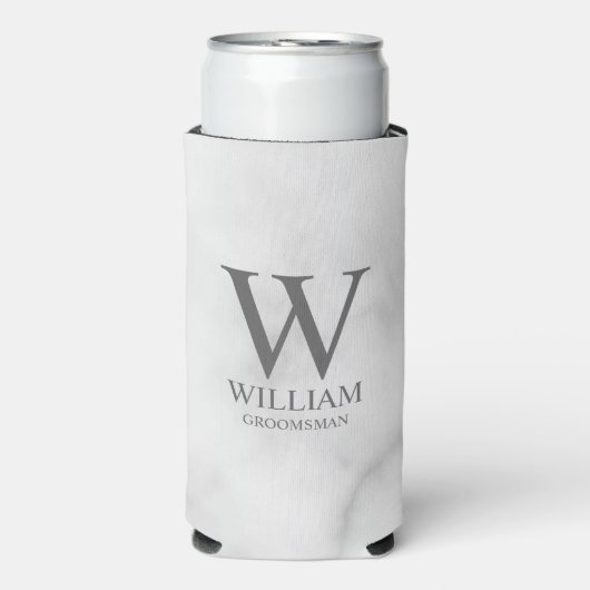 Persoonlijke bruidsjonker monogram & naam seltzer blikjeskoeler (Seltzer Voorkant)