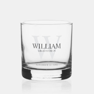 Persoonlijke bruidsjonker monogram & naam whisky glas