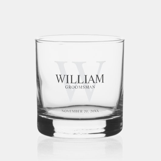 Persoonlijke bruidsjonker monogram & naam whisky glas (Voorkant)