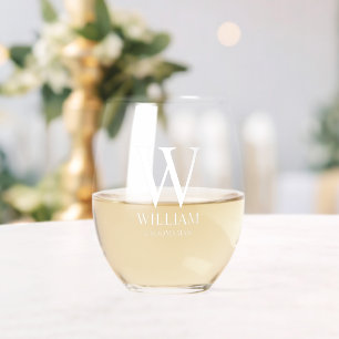 Persoonlijke bruidsjonker monogram & naam wijnglas zonder voet