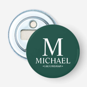 Persoonlijke Bruidsjonker Naam en Monogram Button Flesopener
