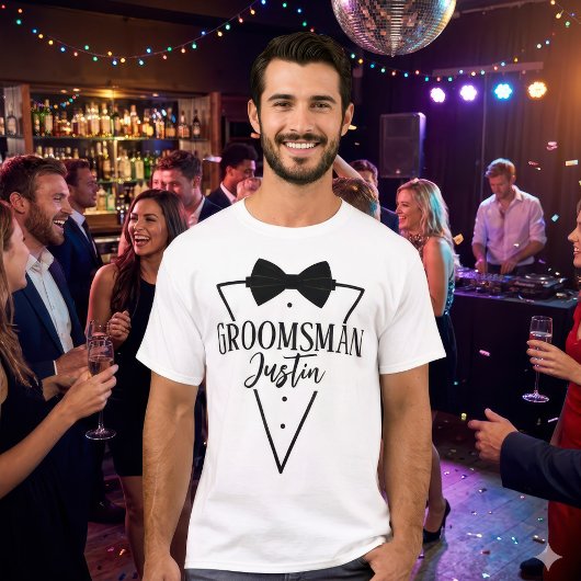Persoonlijke Bruidsjonker Script Naam Bachelorfees T-shirt