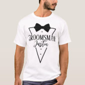 Persoonlijke Bruidsjonker Script Naam Bachelorfees T-shirt (Voorkant)