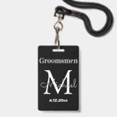 persoonlijke  bruidsjonkers elegante zwarte bruilo badge (Voorzijde met lanyard)