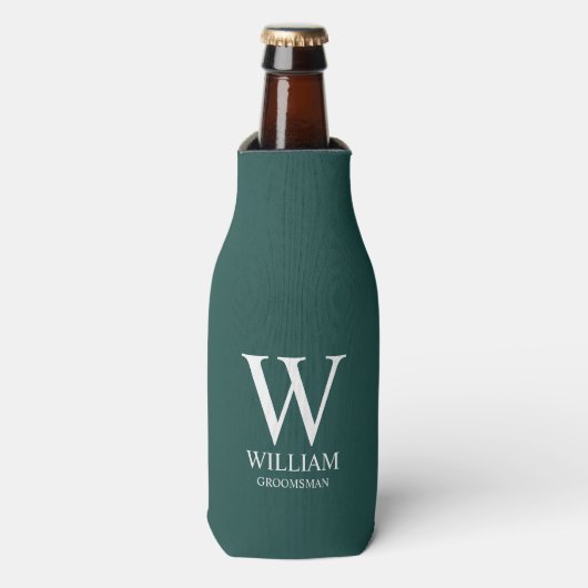 Persoonlijke Bruidsjonkers Monogram & Naam Flesjeskoeler (Fles Voorkant)