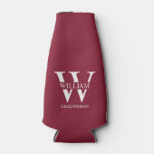 Persoonlijke bruidsjonkers monogram & naam flesjeskoeler (Voorkant)