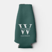 Persoonlijke bruidsjonkers monogram & naam flesjeskoeler (Voorkant)