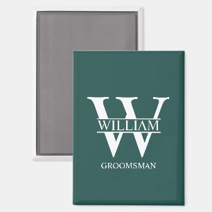 Persoonlijke bruidsjonkers monogram & naam magneet