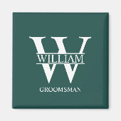 Persoonlijke bruidsjonkers monogram & naam magneet (Voorkant)