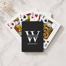 Persoonlijke bruidsjonkers monogram & naam pokerkaarten