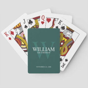 Persoonlijke bruidsjonkers monogram & naam pokerkaarten