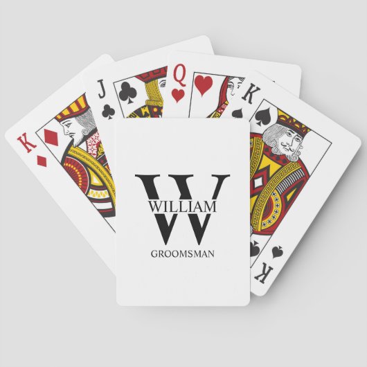Persoonlijke bruidsjonkers monogram & naam pokerkaarten (Achterkant)