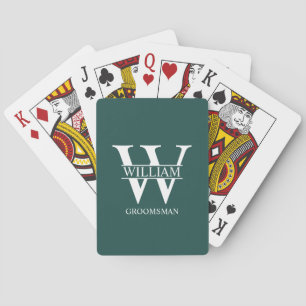 Persoonlijke bruidsjonkers monogram & naam pokerkaarten