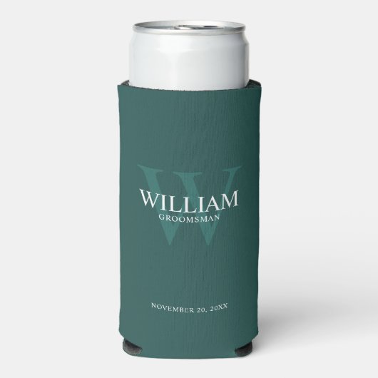 Persoonlijke bruidsjonkers monogram & naam seltzer blikjeskoeler (Seltzer Voorkant)