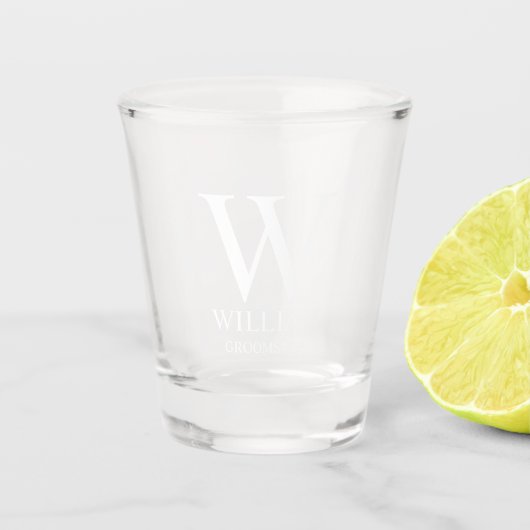 Persoonlijke bruidsjonkers monogram & naam shot glas (Voorkant)