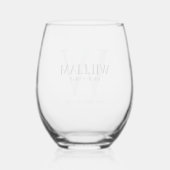 Persoonlijke bruidsjonkers monogram & naam wijnglas zonder voet (Achterkant)