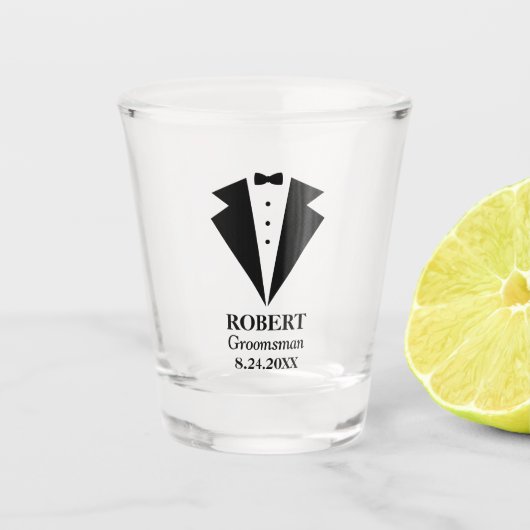 Persoonlijke bruidsjonkerst smoking shot glas (Voorkant)