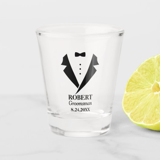 Persoonlijke bruidsjonkerstuxedo shot glas (Voorkant)