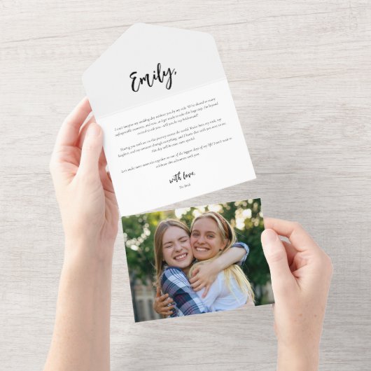 Persoonlijke bruidsmeisje-aanzoekbrief fotokaart all in one uitnodiging (Afscheurbaar)