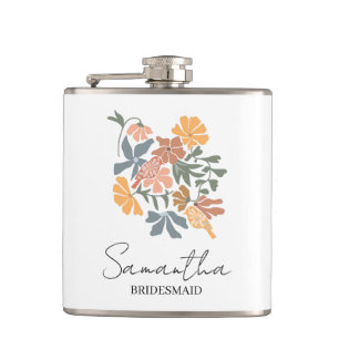 Persoonlijke bruidsmeisje bloem Boho bruiloft Heupfles