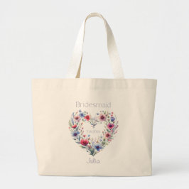 Persoonlijke Bruidsmeisje Bloem Hart Schoudertas Grote Tote Bag