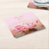 Persoonlijke Bruidsmeisje Feest Roze Lotus Kartonnen Onderzetters (Schuin)