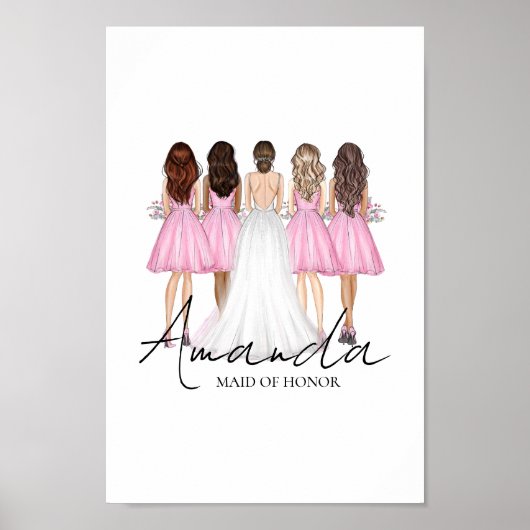 Persoonlijke bruidsmeisje geschenken met eigen naa poster (Voorkant)